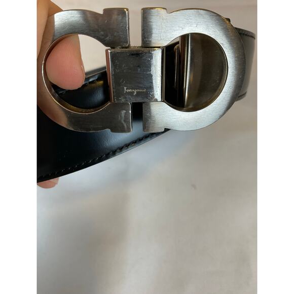 Women's Ferragamo Leather Belt, Black- about 42 inches long - Picture 3 of 7